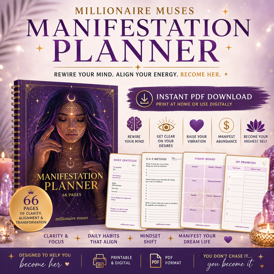 Millionaire Muses™ Manifestation Planner (66 Pages) – Rewire Your Mind, Align Your Energy & Become Her